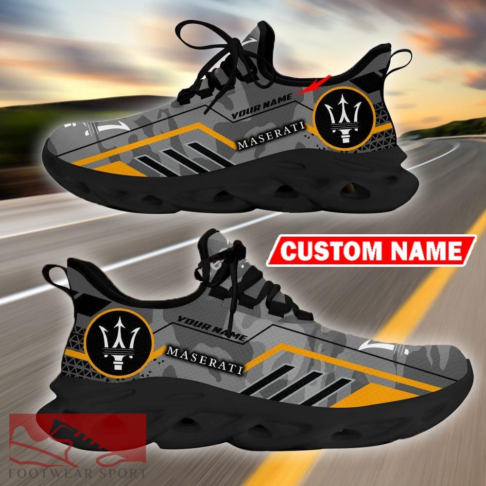 Custom Name Maserati Logo Camo Grey Max Soul Sneakers Racing Car And Motorcycle Chunky Sneakers - Maserati Logo Racing Car Tractor Farmer Max Soul Shoes Personalized Photo 3