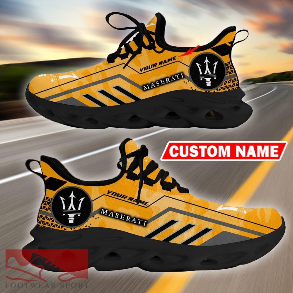 Custom Name Maserati Logo Camo Yellow Max Soul Sneakers Racing Car And Motorcycle Chunky Sneakers - Maserati Logo Racing Car Tractor Farmer Max Soul Shoes Personalized Photo 2