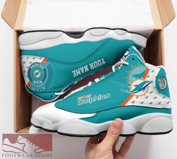 Miami Dolphins Custom Name Air Jordan 13 Sports Shoes For Fans Gift Men And Women - Miami Dolphins Custom Name Air Jordan 13 Sports Shoes_2