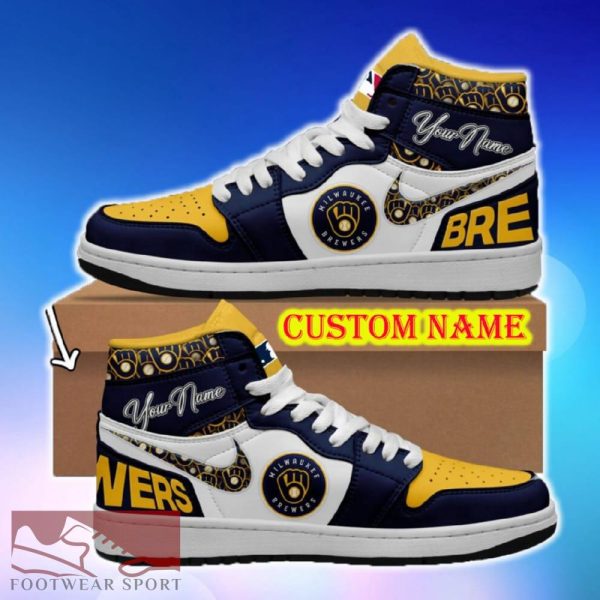 MLB Milwaukee Brewers Air Jordan HighTop Shoes Ideas Custom Name Gift Fans Hightop Sneakers - MLB Milwaukee Brewers Air Jordan HighTop Shoes Ideas Custom Name Gift Fans Hightop Sneakers