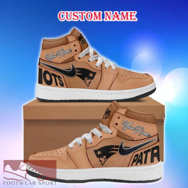 New England Patriots Brown Air Jordan HighTop Shoes Ideas Custom Name Gift Fans Hightop Sneakers - New England Patriots Brown Air Jordan HighTop Shoes Ideas Custom Name Gift Fans Hightop Sneakers