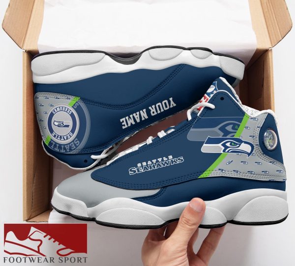 Seattle Seahawks Custom Name Air Jordan 13 Sports Shoes For Fans Gift Men And Women - Seattle Seahawks Custom Name Air Jordan 13 Sports Shoes_2