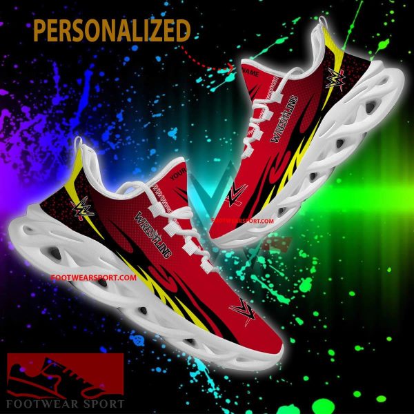 WWE Wrestling Line Max Soul Shoes Pattern New Sport Sneaker Vibe Custom Name - WWE Wrestling Line Max Soul Shoes Personlized Photo 2